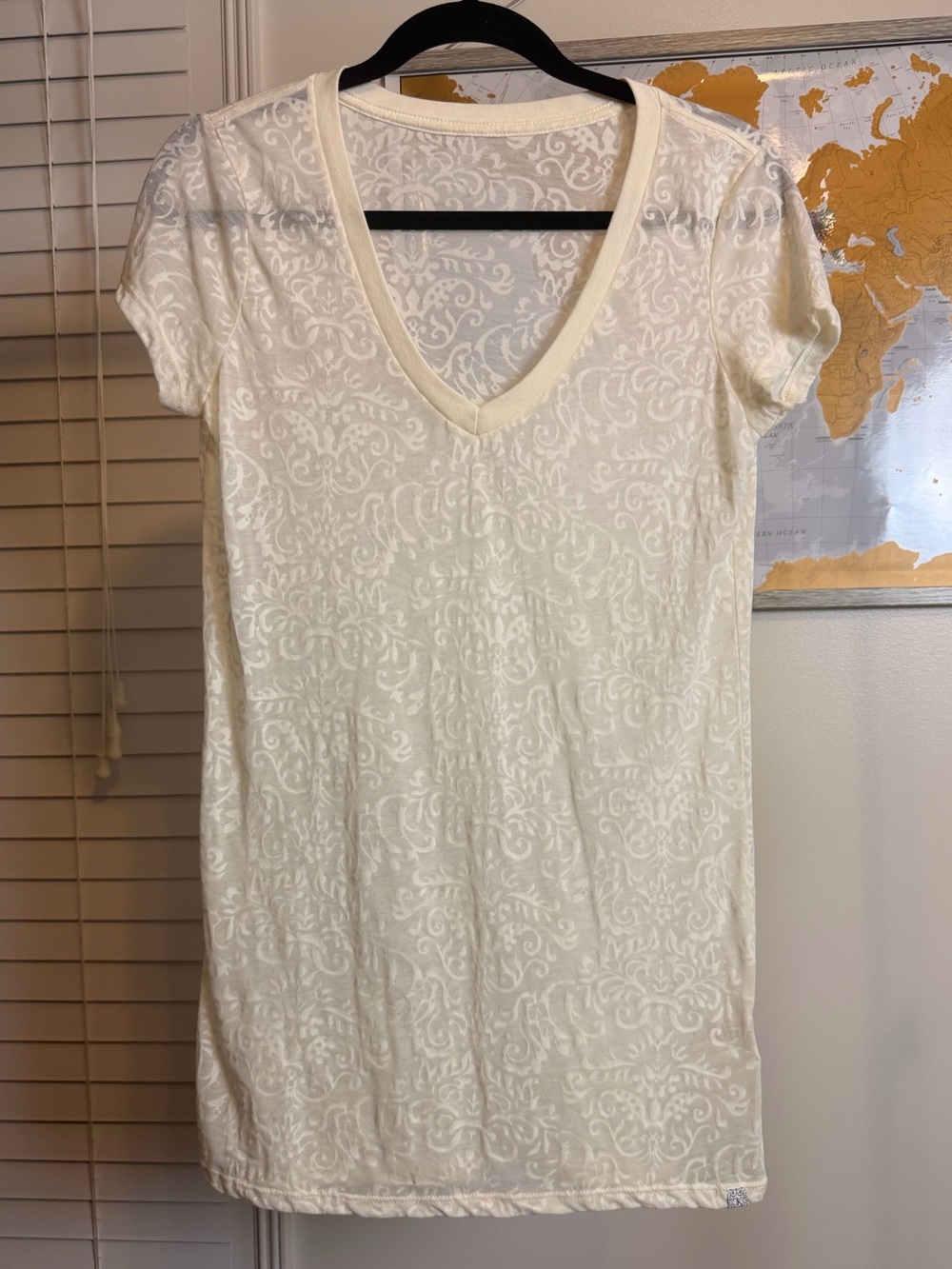 Y2K Kowboys Damask Burnout V-Neck Tunic Dress L Made USA
